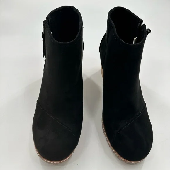 Toms Black Avery Wedge Suede Side Zipper Bootie - Picture 3 of 9